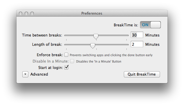 An Unobtrusive Break Reminder, For Mac