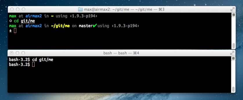 zsh versus bash