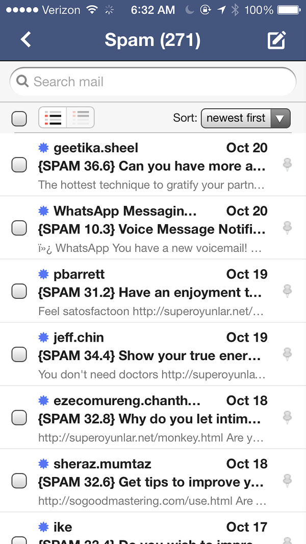 FastMail mobile interface screenshot